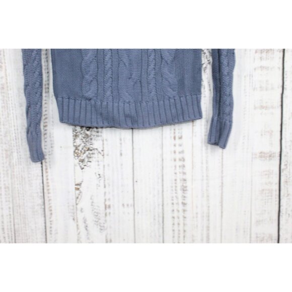 LL Bean Double L Cable Sweater Zip Cardigan Blue Size XS - Picture 9 of 10